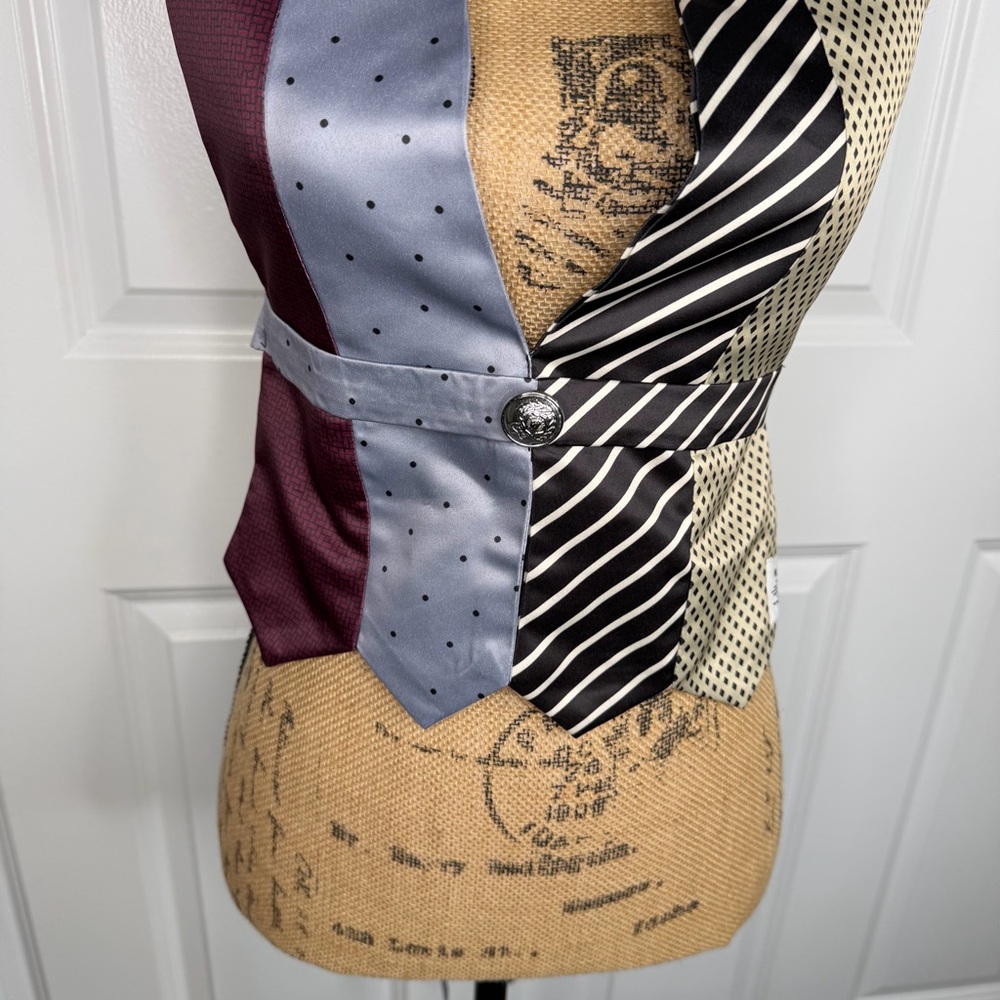 Statement Patchwork Tie Halter Vest Top | Size M … - image 12